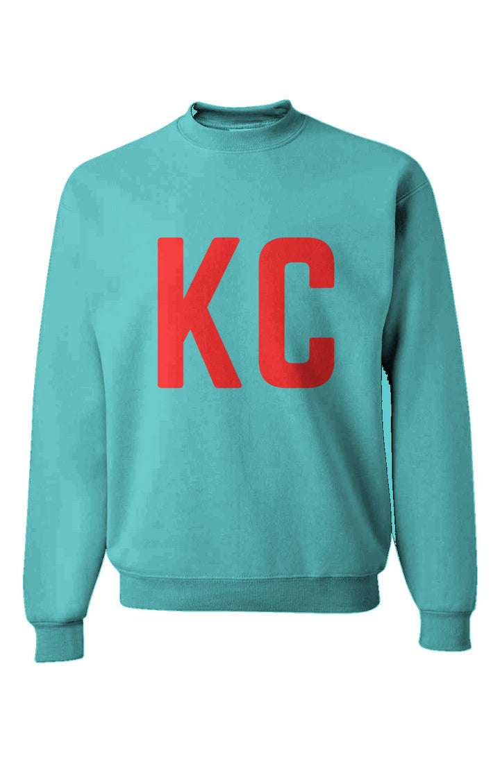 KC Teal and Red NuBlend® Crewneck Sweatshirt